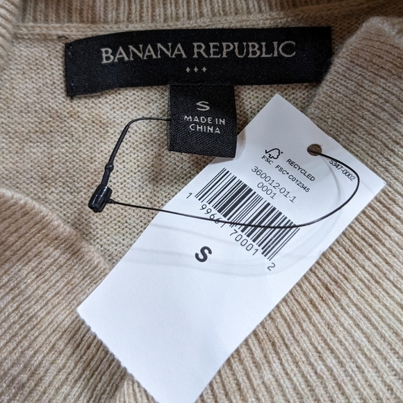 NWT Banana Republic Factory tan long sleeve lightweight wool blend sweater S - Picture 6 of 8